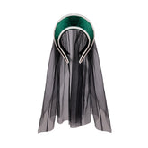 Blue Tudor Hat with Black Veil Cape Cosplay Costume – Elegant Historical Renaissance Headwear for Reenactments & Themed Events - Coscosmos